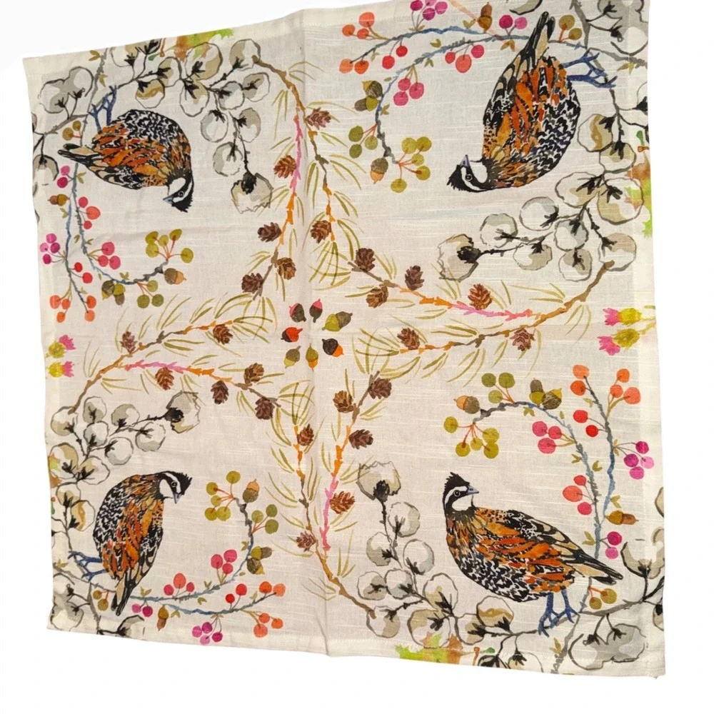 Betsy Olmsted Quails Tea Towel New Cotton Kitchen Towel Bird Nature Cottagecore